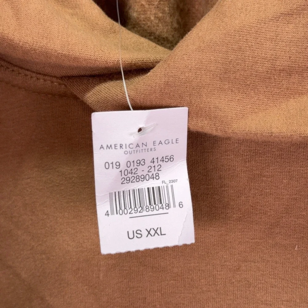 American Eagle Hoodie Mens XXL Brown Fleece Pullover‎ Hooded Sweatshirt Lounge
